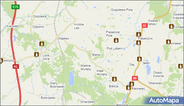 mapa Bielsk gmina Morzeszczyn, Bielsk gmina Morzeszczyn na mapie Targeo