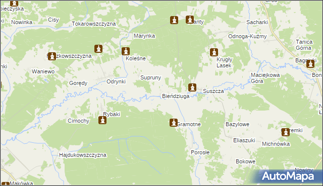 mapa Bieńdziuga, Bieńdziuga na mapie Targeo