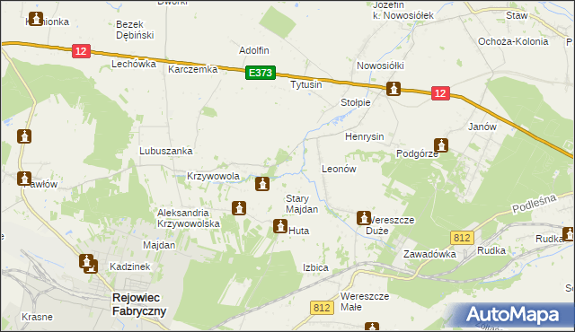 mapa Bieniów gmina Rejowiec, Bieniów gmina Rejowiec na mapie Targeo