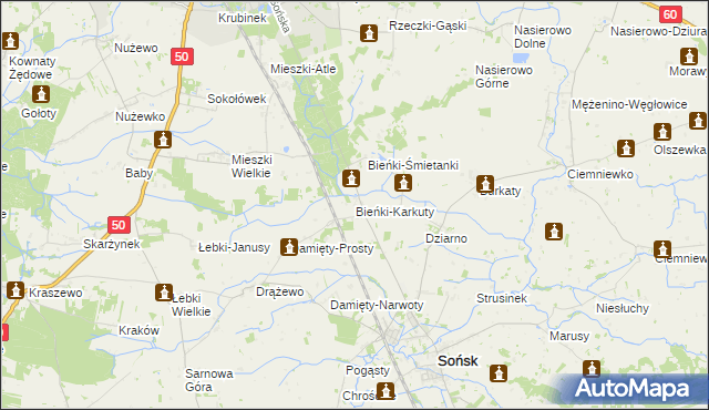 mapa Bieńki-Karkuty, Bieńki-Karkuty na mapie Targeo