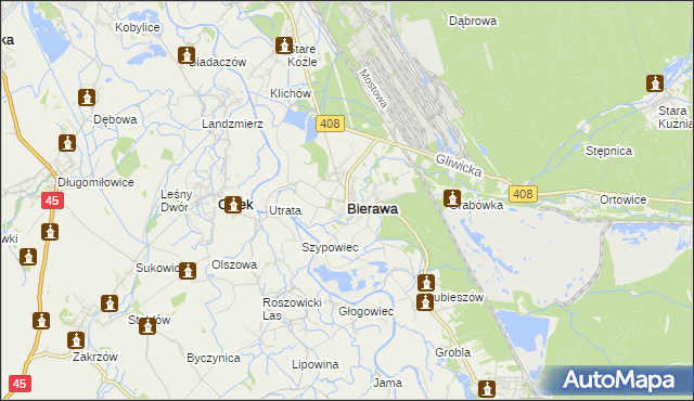 mapa Bierawa, Bierawa na mapie Targeo