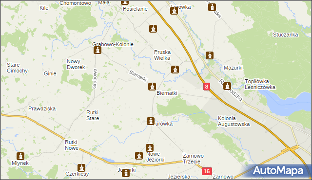 mapa Biernatki gmina Augustów, Biernatki gmina Augustów na mapie Targeo