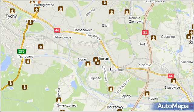 mapa Bieruń, Bieruń na mapie Targeo