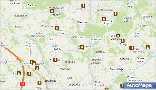 mapa Bierwiecka Wola, Bierwiecka Wola na mapie Targeo