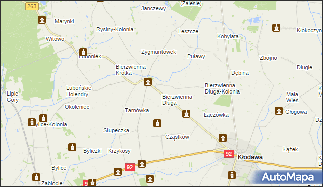 mapa Bierzwienna Długa, Bierzwienna Długa na mapie Targeo