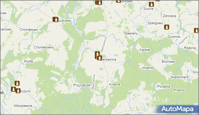 mapa Bierzwnica, Bierzwnica na mapie Targeo