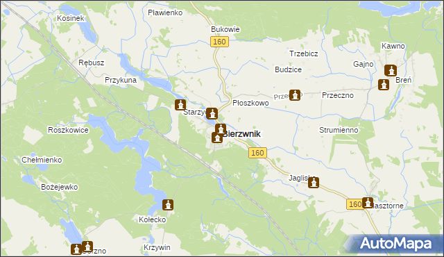 mapa Bierzwnik, Bierzwnik na mapie Targeo