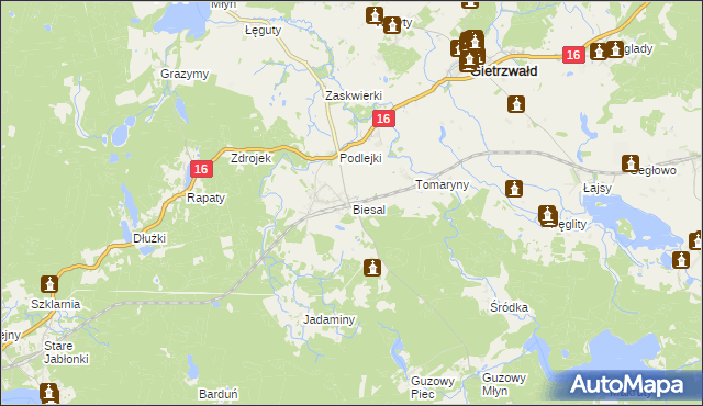 mapa Biesal, Biesal na mapie Targeo