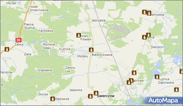 mapa Biestrzykowice, Biestrzykowice na mapie Targeo