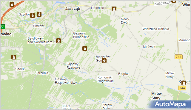 mapa Bieszków Górny, Bieszków Górny na mapie Targeo