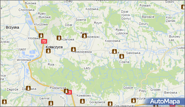 mapa Bieździadka, Bieździadka na mapie Targeo