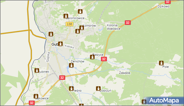 mapa Bieżyce, Bieżyce na mapie Targeo