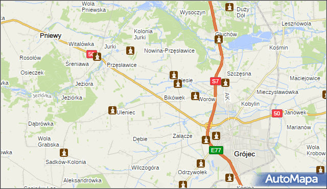 mapa Bikówek, Bikówek na mapie Targeo