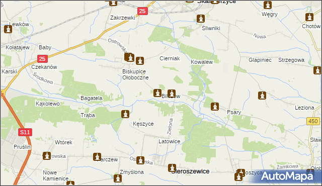 mapa Bilczew gmina Sieroszewice, Bilczew gmina Sieroszewice na mapie Targeo