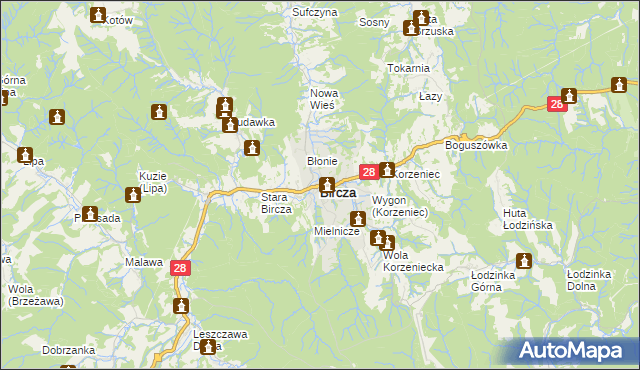 mapa Bircza, Bircza na mapie Targeo