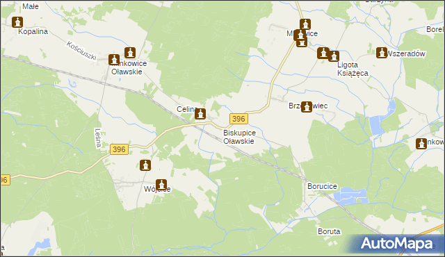 mapa Biskupice Oławskie, Biskupice Oławskie na mapie Targeo