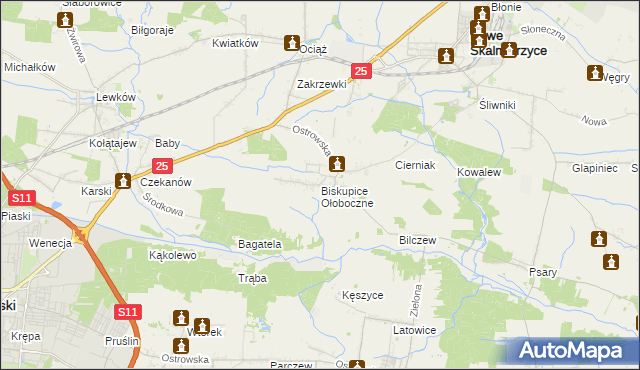 mapa Biskupice Ołoboczne, Biskupice Ołoboczne na mapie Targeo