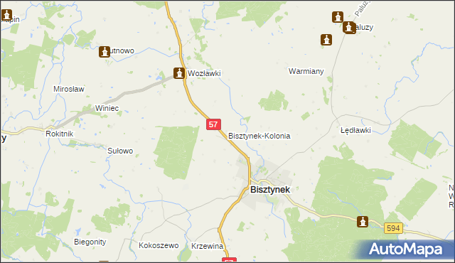 mapa Bisztynek-Kolonia, Bisztynek-Kolonia na mapie Targeo