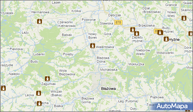 mapa Błażowa Dolna, Błażowa Dolna na mapie Targeo