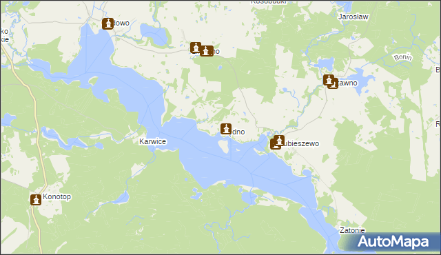 mapa Błędno gmina Złocieniec, Błędno gmina Złocieniec na mapie Targeo