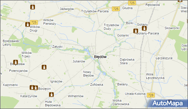 mapa Błędów powiat grójecki, Błędów powiat grójecki na mapie Targeo