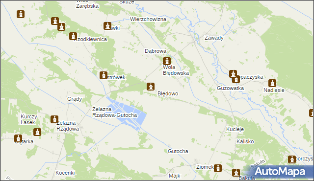 mapa Błędowo gmina Baranowo, Błędowo gmina Baranowo na mapie Targeo