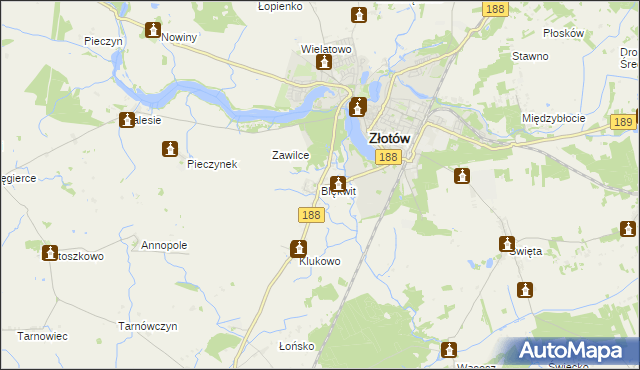 mapa Blękwit, Blękwit na mapie Targeo