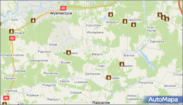 mapa Błeszno, Błeszno na mapie Targeo