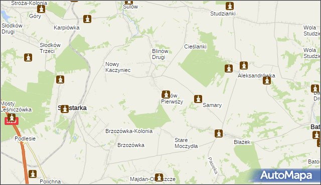 mapa Blinów Pierwszy, Blinów Pierwszy na mapie Targeo