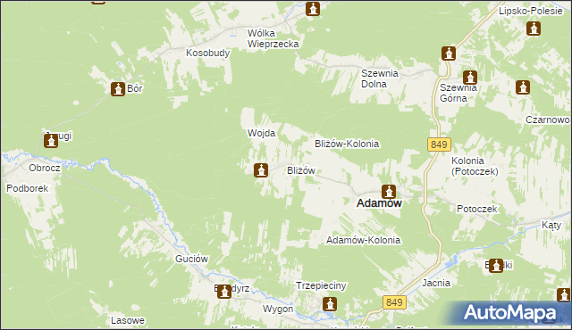 mapa Bliżów, Bliżów na mapie Targeo