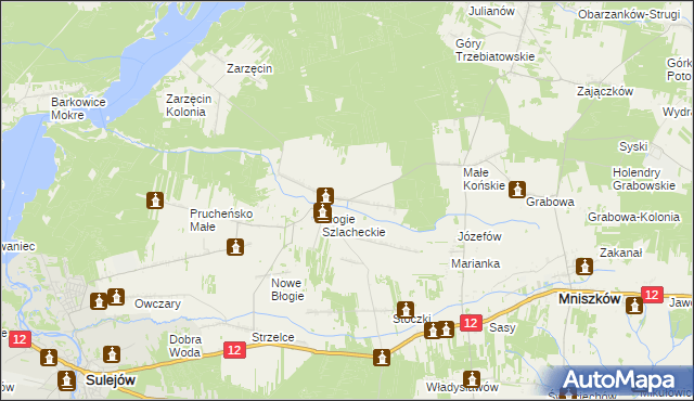 mapa Błogie Rządowe, Błogie Rządowe na mapie Targeo