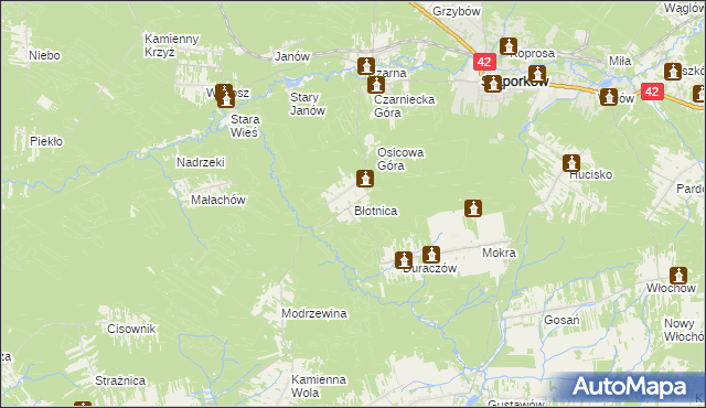 mapa Błotnica gmina Stąporków, Błotnica gmina Stąporków na mapie Targeo