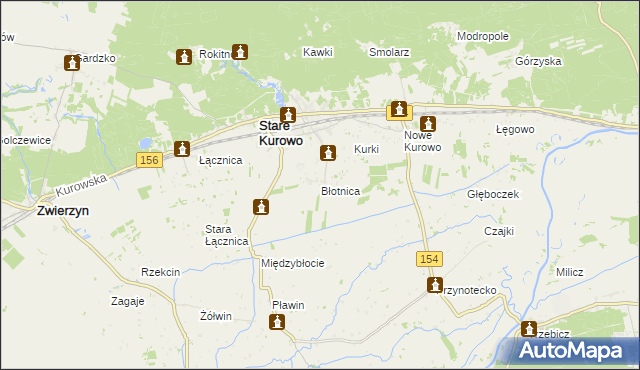 mapa Błotnica gmina Stare Kurowo, Błotnica gmina Stare Kurowo na mapie Targeo