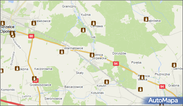 mapa Błotnica Strzelecka, Błotnica Strzelecka na mapie Targeo