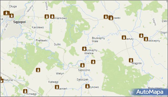 mapa Błuskajmy Wielkie, Błuskajmy Wielkie na mapie Targeo