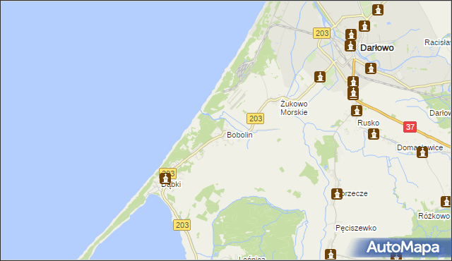 mapa Bobolin gmina Darłowo, Bobolin gmina Darłowo na mapie Targeo