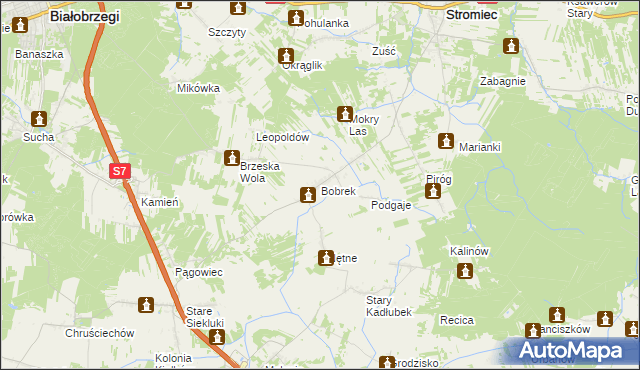 mapa Bobrek gmina Stromiec, Bobrek gmina Stromiec na mapie Targeo