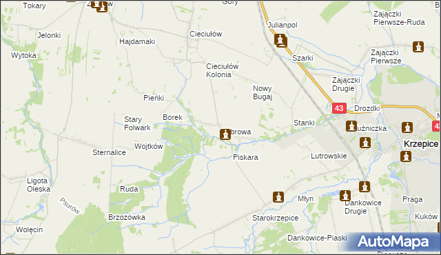 mapa Bobrowa gmina Rudniki, Bobrowa gmina Rudniki na mapie Targeo