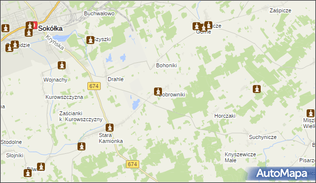 mapa Bobrowniki gmina Sokółka, Bobrowniki gmina Sokółka na mapie Targeo