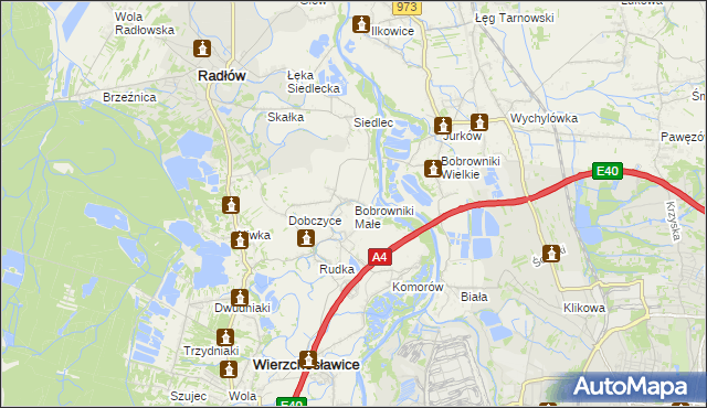 mapa Bobrowniki Małe, Bobrowniki Małe na mapie Targeo