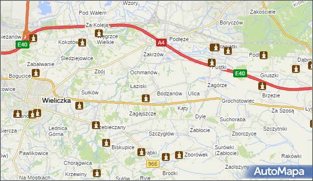 mapa Bodzanów gmina Biskupice, Bodzanów gmina Biskupice na mapie Targeo