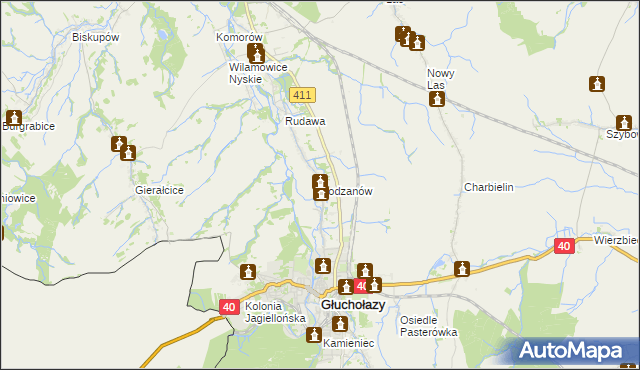 mapa Bodzanów gmina Głuchołazy, Bodzanów gmina Głuchołazy na mapie Targeo