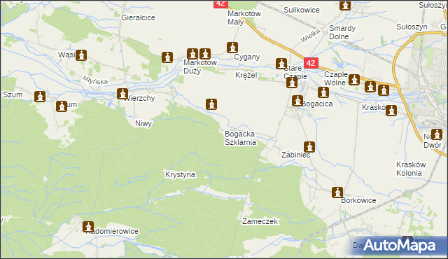 mapa Bogacka Szklarnia, Bogacka Szklarnia na mapie Targeo