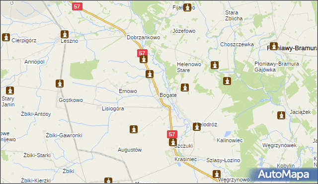 mapa Bogate, Bogate na mapie Targeo