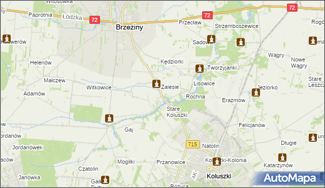 mapa Bogdanka gmina Brzeziny, Bogdanka gmina Brzeziny na mapie Targeo