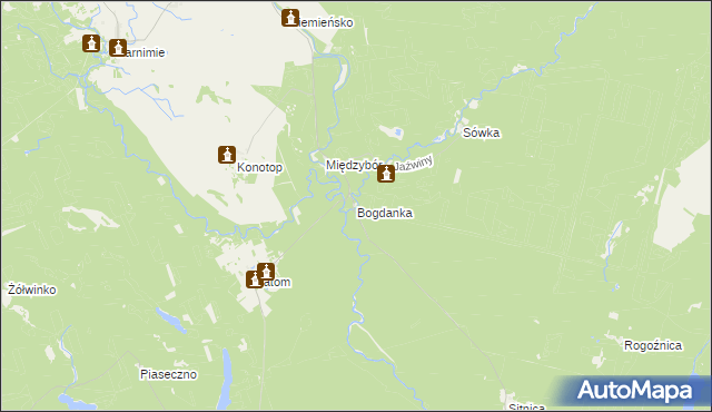 mapa Bogdanka gmina Drawno, Bogdanka gmina Drawno na mapie Targeo