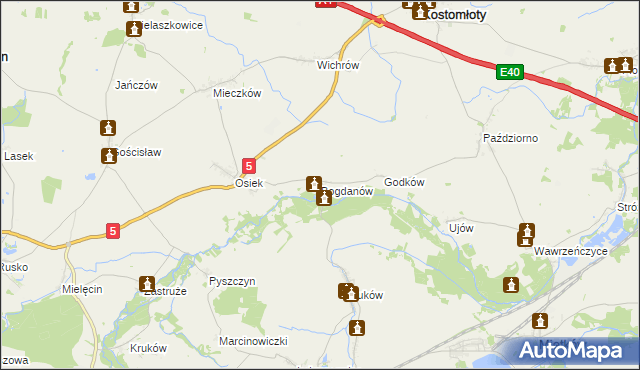 mapa Bogdanów gmina Kostomłoty, Bogdanów gmina Kostomłoty na mapie Targeo