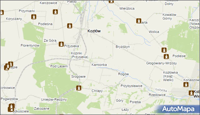 mapa Bogdanów gmina Kozłów, Bogdanów gmina Kozłów na mapie Targeo