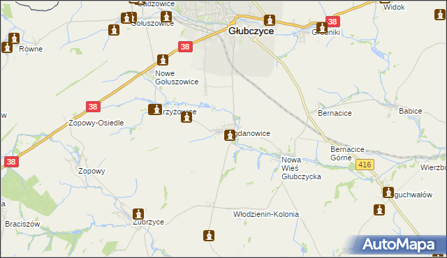 mapa Bogdanowice, Bogdanowice na mapie Targeo