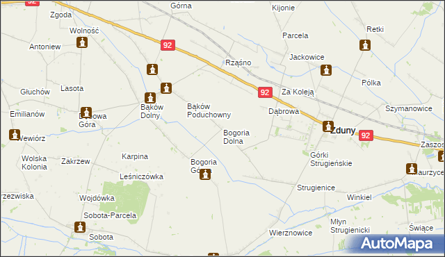 mapa Bogoria Dolna, Bogoria Dolna na mapie Targeo